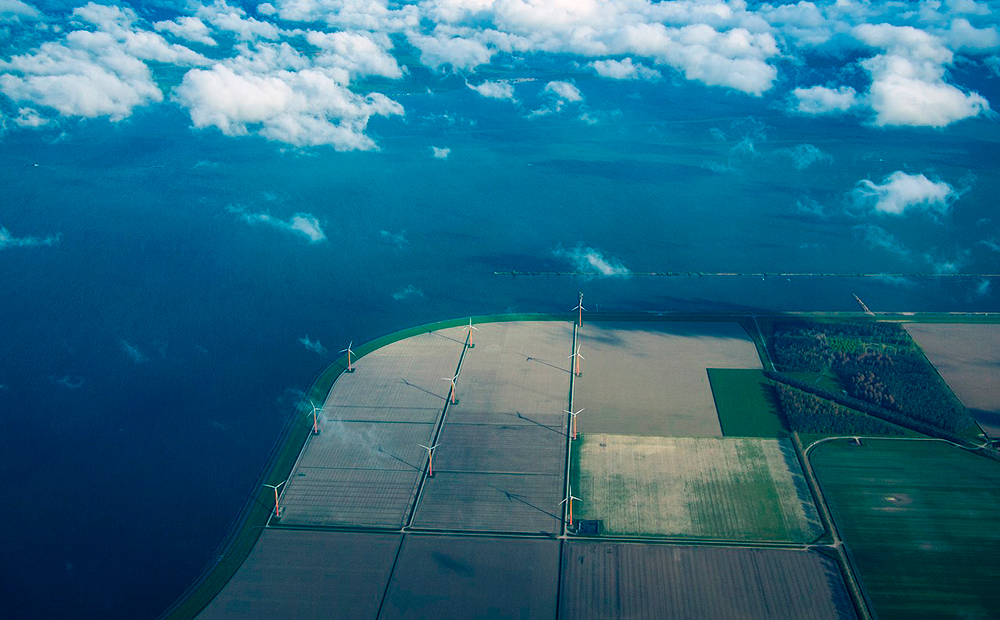 Energía eólica vista aérea